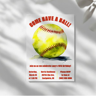 Komm und hab eine Ball! Softball-Themen-Geburtstag Einladung