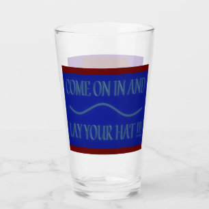 Komm und lege dein Hutdesign königsblau. Glas