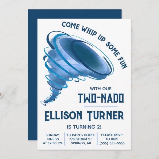 Komm und mach dir Spaß! Tornado Birthday Party Einladung (Vorne/Hinten)