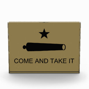 Komm und nimm es! Texas Staat Schlachtflagge Fotoblock
