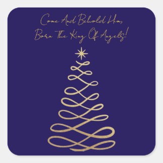 Komm und sieh ihn an | Weihnachts-Quadrat-Aufklebe Quadratischer Aufkleber