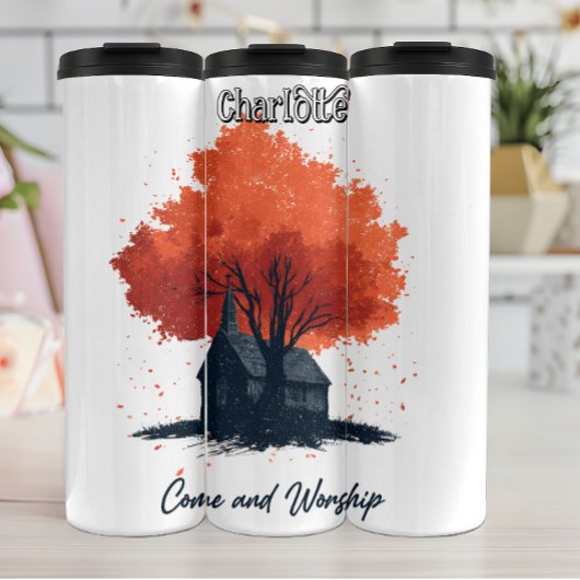 Komm und verehre Church Graphic Thermosbecher