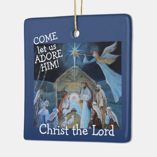 Komm uns Adore Lass, Christus der Herr, Geburt Keramikornament (Links)