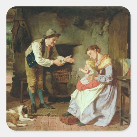 Komm zu Daddy Quadratischer Aufkleber (Vorderseite)