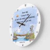 Komm zu mir und ich gebe dir Erholung Matthew 11:2 Große Wanduhr (Winkel)