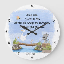 Komm zu mir und ich gebe dir Erholung Matthew 11:2 Große Wanduhr