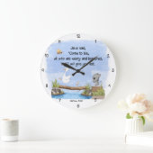 Komm zu mir und ich gebe dir Erholung Matthew 11:2 Große Wanduhr (Zuhause)