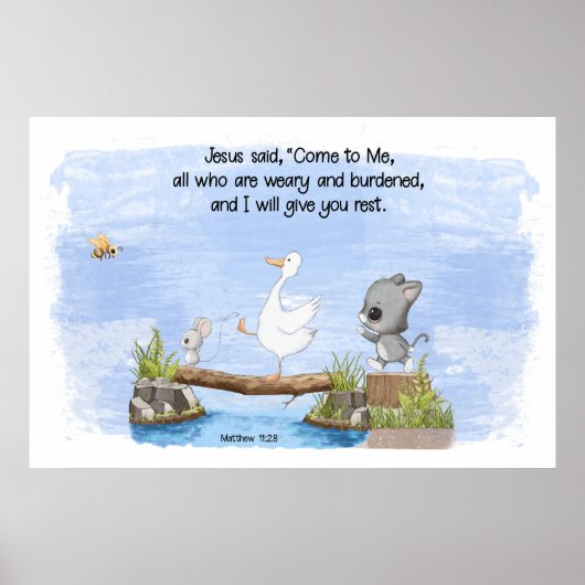 Komm zu mir und ich gebe dir Erholung Matthew 11:2 Poster (Vorne)