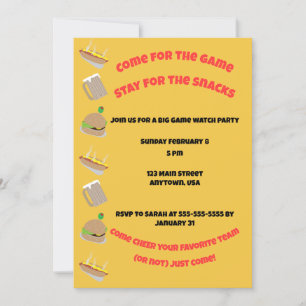 Komm zum Spiel, bleib wegen der Snacks Einladung