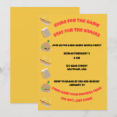 Komm zum Spiel, bleib wegen der Snacks Einladung (Vorne/Hinten)