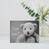 Komm zurück Teddy Postkarte (Stehend Vorderseite)
