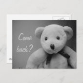Komm zurück Teddy Postkarte (Vorne/Hinten)