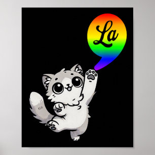 Komma-la mit Niedlichem Cat Kamala-Regenbogen-Desi Poster