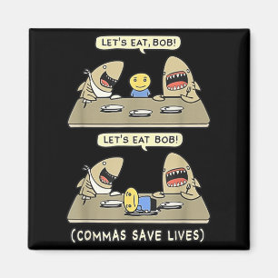 Kommas Punctuation Shark Lass uns lustiges Englisc Magnet