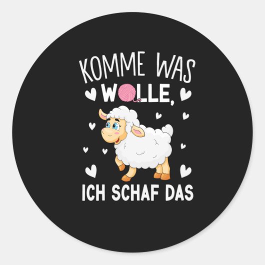 komme was wolle ich schaf runder aufkleber (Vorderseite)
