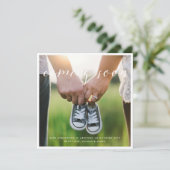 Kommen bald einfache Schwangerschafts-Mitteilung Ankündigung (Stehend Vorderseite)