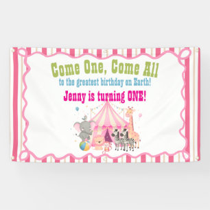Kommen Sie Alle Pinker 1. Zirkus-Geburtstag Banner