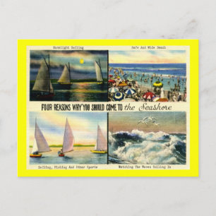 Kommen Sie an die Küste! Vintage Postkarte