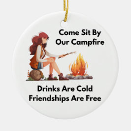 Kommen Sie an unser Lagerfeuer Keramik Ornament
