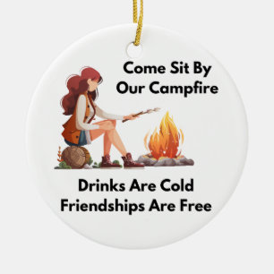 Kommen Sie an unser Lagerfeuer Keramik Ornament