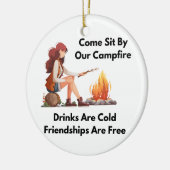 Kommen Sie an unser Lagerfeuer Keramik Ornament (Links)