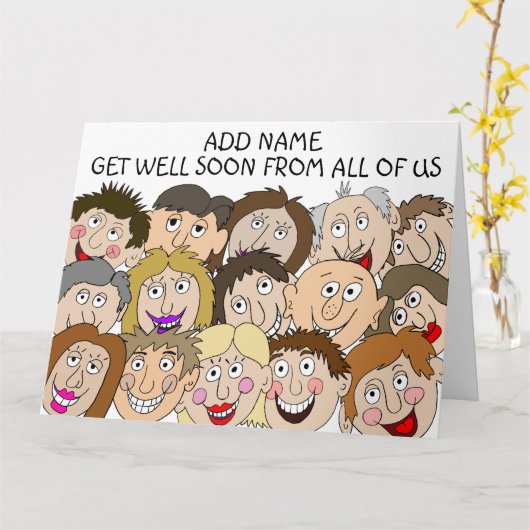 Kommen Sie bald von uns allen gut. Karte (Gelbe Blume)