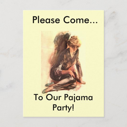 Kommen Sie bitte zu unserem Pajama-Party! Einladungspostkarte (Vorderseite)