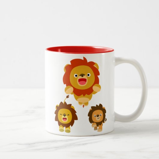 "Kommen Sie!" Drei Niedliche Cartoon Lions Tasse (Rechts)