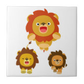 "Kommen Sie!" Drei Niedliche Cartoon Löwen Tile Fliese (Vorderseite)