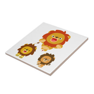 "Kommen Sie!" Drei Niedliche Cartoon Löwen Tile Fliese