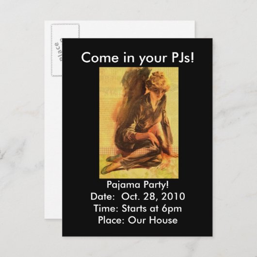 Kommen Sie in Ihre PJs!, Pajama Party Einladung (Vorne/Hinten)