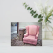 Kommen Sie in mein Wohnzimmer Damp Pink Sessel Stä Postkarte (Stehend Vorderseite)