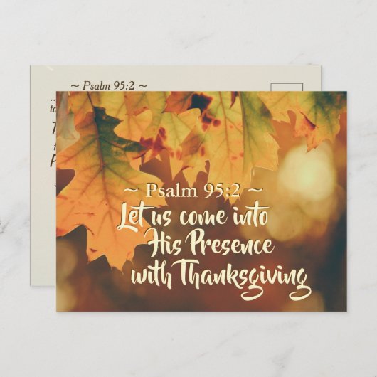 Kommen Sie mit Erntedank in seine Gegenwart, Bibel Postkarte (Vorne/Hinten)