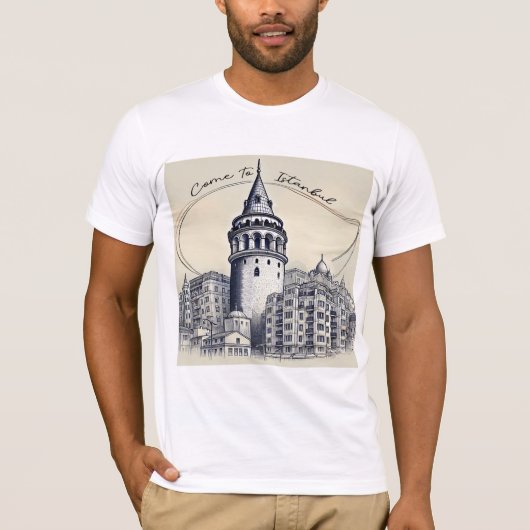 Kommen Sie nach Istanbul | Galata Tower Sketch T-Shirt (Vorderseite)