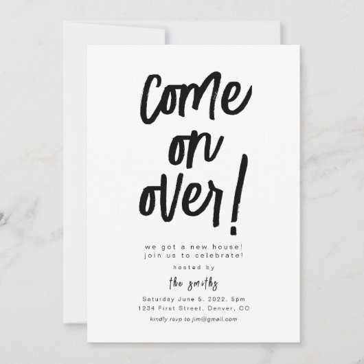 Kommen Sie über das Party der Haushaltserwärmung Einladung (Vorderseite)