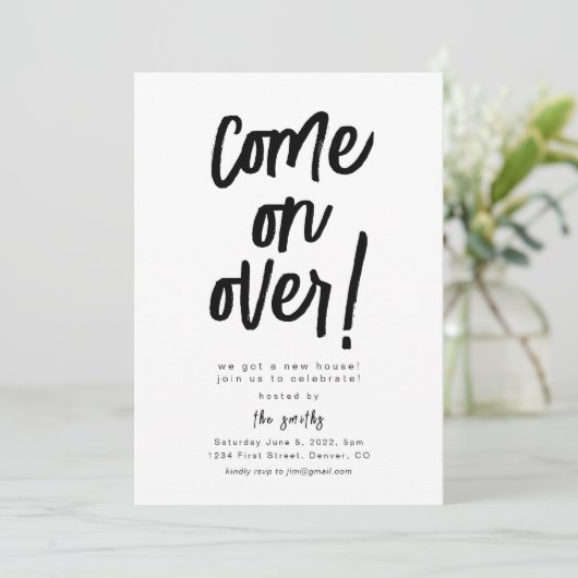 Kommen Sie über das Party der Haushaltserwärmung Einladung (Stehend Vorderseite)