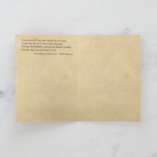 Kommen Sie voran in mein Soul: Walt Whitman Condol Karte (Innenseite)