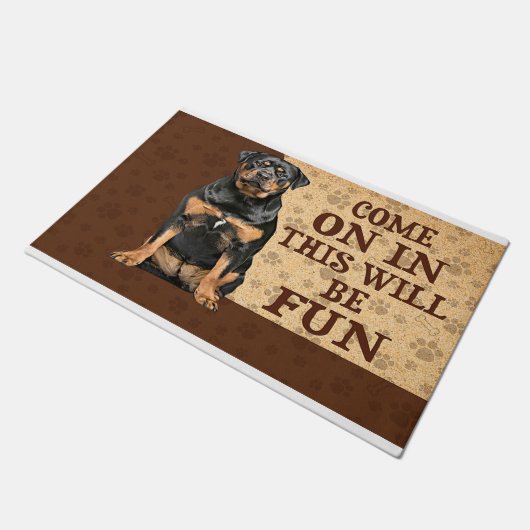 Kommen Sie vorbei, das wird Spaß machen Fußmatte (Schrägansicht)