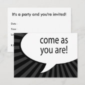 kommen Sie wie Sie sind: Comic-Sprechblase Einladung (Vorne/Hinten)