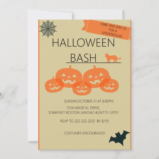 Kommen Sie zu einem Spooktacular Halloween Bash!" Einladung (Vorderseite)