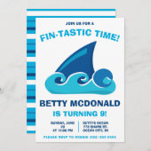 Kommen Sie zu einer fein-tastischen Zeit! Hai Birt Einladung (Vorne/Hinten)