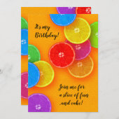 Kommen Sie zu einer Partie Spaß und Kuchen Geburts Einladung (Vorne/Hinten)