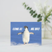 Kommen Sie zu Me Bro Meme Pinguin Postcard Postkarte (Stehend Vorderseite)