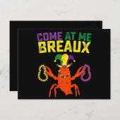 Kommen Sie zu mir Breaux Crawfish Mardi Gras Karne Postkarte (Vorne/Hinten)