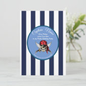 Kommen Sie zu uns für ein Piratenabenteuer Einladung (Stehend Vorderseite)