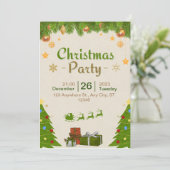 Kommen Sie zu uns für eine Weihnachtsfeier-Party E Einladung (Stehend Vorderseite)