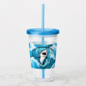 Kommen Sie zu uns für einen bissigen Hai Acryltrinkbecher (Vorderseite)