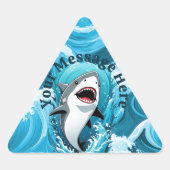 Kommen Sie zu uns für einen bissigen Hai Dreieckiger Aufkleber (Vorderseite)