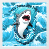 Kommen Sie zu uns für einen bissigen Hai Fensteraufkleber (Blatt)