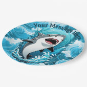 Kommen Sie zu uns für einen bissigen Hai Pappteller (Schrägansicht)